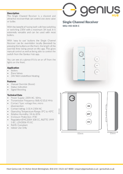 Single Channel Receiver - Specification