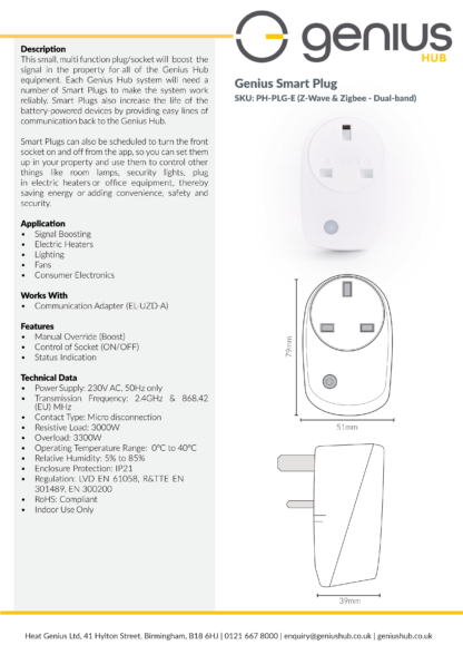 Genius Smart Plug - Specification